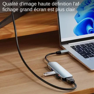 USB C hub multipoort adapter 6-in-1 grijs