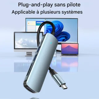 USB C hub multipoort adapter 6-in-1 grijs