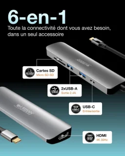 Usb-c hub multipoort adapter zwart
