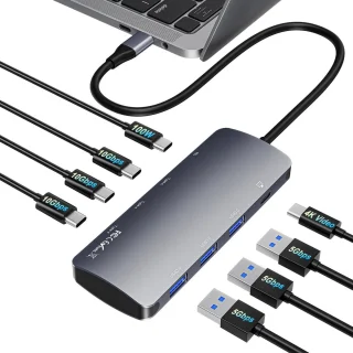 USB C-hub multipoortadapter grijs