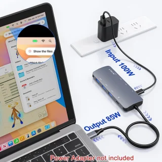 USB C-hub multipoortadapter grijs