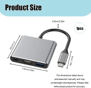 USB C hub - multiport adapter - grijs