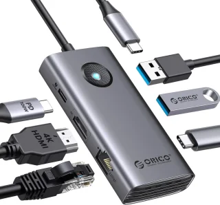 Usb-c hub multiport adapter grijs