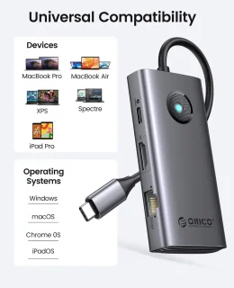 Usb-c hub multiport adapter grijs