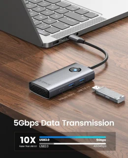 Usb-c hub multiport adapter grijs