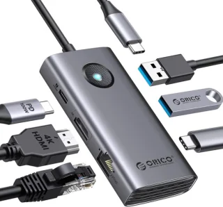 Usb-c hub multiport adapter grijs