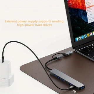 USB-C hub multiport adapter grijs