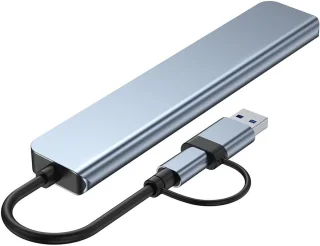 USB-C hub multiport adapter grijs