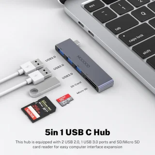 Usb c hub multiport adapter grijs
