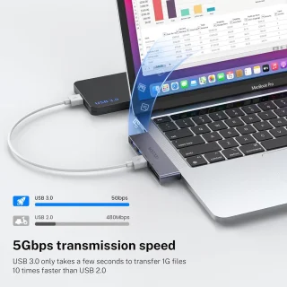 Usb c hub multiport adapter grijs