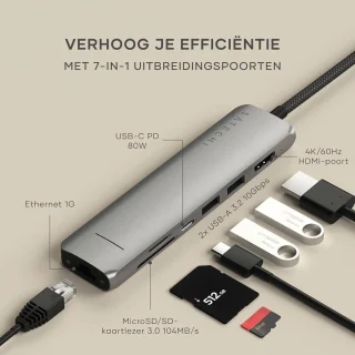USB-C hub - multiport adapter - grijs