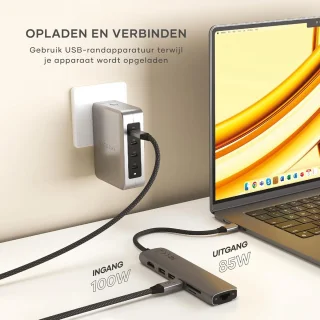 USB-C hub - multiport adapter - grijs