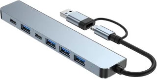 USB-C hub multiport adapter grijs
