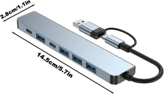 USB-C hub multiport adapter grijs