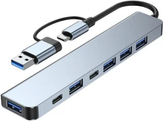 USB-C hub multiport adapter grijs