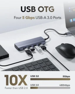 USB-C-hub multiport adapter voor laptop en pc