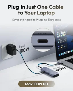 USB-C-hub multiport adapter voor laptop en pc