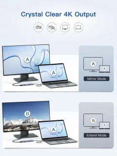 USB C hub multiport adapter zilver