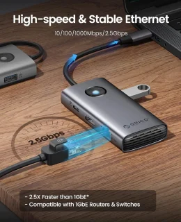 Usb c hub multiport adapter zwart