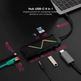 USB-C hub multiport adapter zwart
