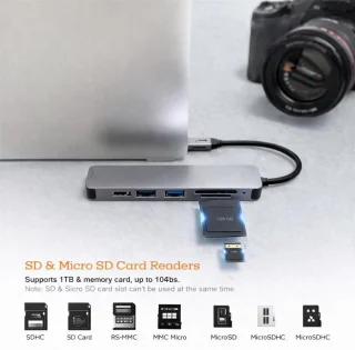 USB-C Hub - Multiport Adapter - Zwart