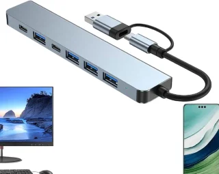 USB C hub multiport adapter zwart