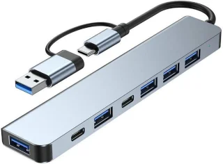 USB C hub multiport adapter zwart