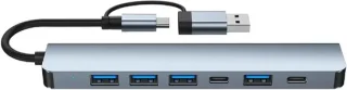USB C hub multiport adapter zwart