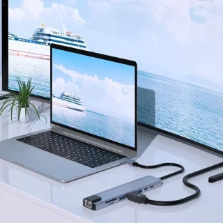 USB-C Hub Multiport Dongle - Spacegrijs