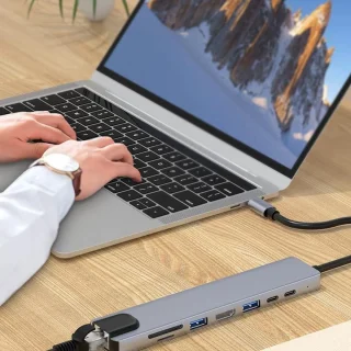USB-C Hub Multiport Dongle - Spacegrijs