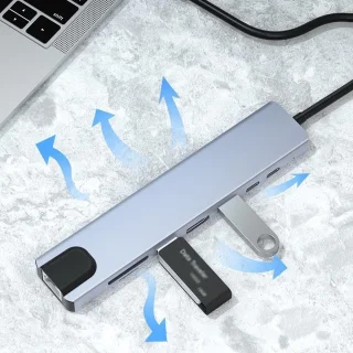 USB-C Hub Multiport Dongle - Spacegrijs