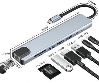USB-C Hub Multiport Dongle - Spacegrijs