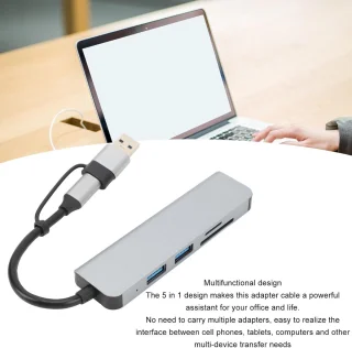 Usb-c hub multiport grijs