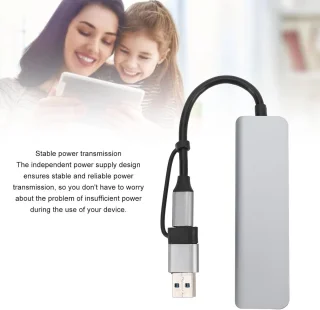 Usb-c hub multiport grijs