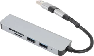 Usb-c hub multiport grijs