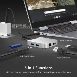 USB-C hub multiport zwart