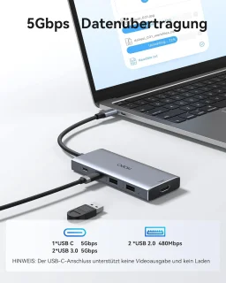 USB-c-hub multiportadapter 9-in-1, spacegrijs
