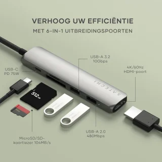USB-C-hub - multiportadapter - grijs