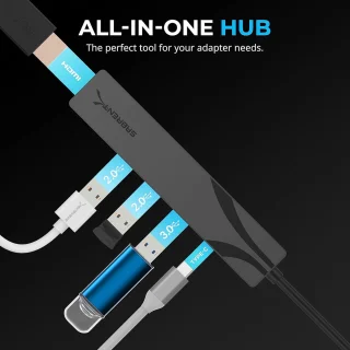 Usb-c hub multiporter dockingstation 3-poorts grijs