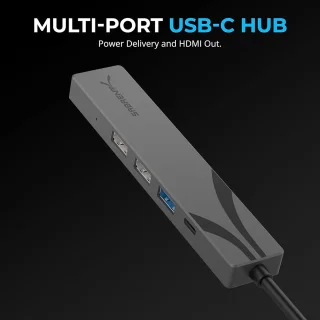 Usb-c hub multiporter dockingstation 3-poorts grijs