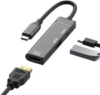 USB C hub type C adapter 10 cm grijs