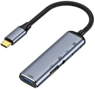 USB C hub type C adapter 10 cm grijs