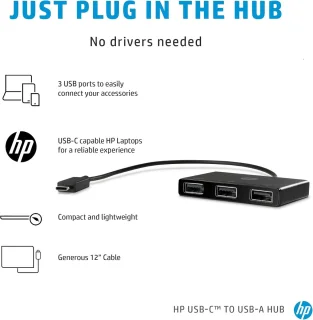 USB-C hub Type-C adapter 3 poorten zwart