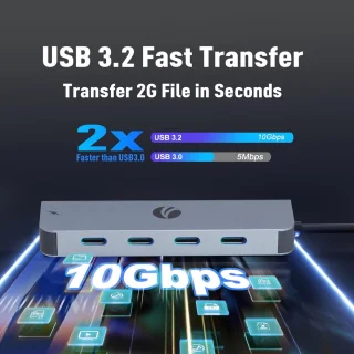 USB-C hub - Type-C adapter - grijs