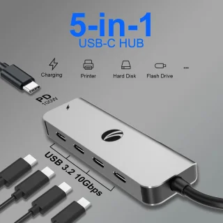 USB-C hub - Type-C adapter - grijs