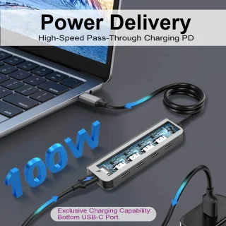 USB-C hub - Type-C adapter - grijs