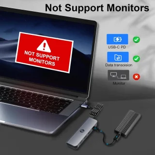 USB-C hub - Type-C adapter - grijs