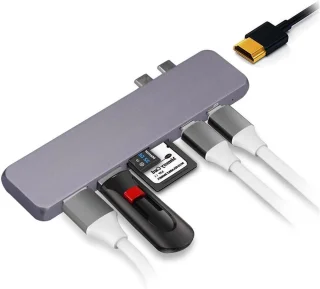 Usb c hub type c adapter grijs