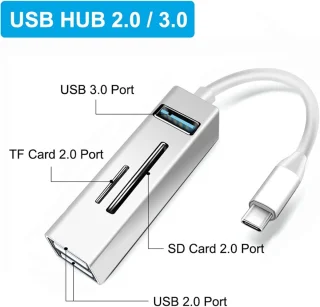 USB-c hub – type c adapter – laptop uitbreiden – zilver