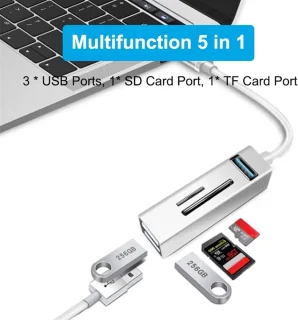 USB-c hub – type c adapter – laptop uitbreiden – zilver